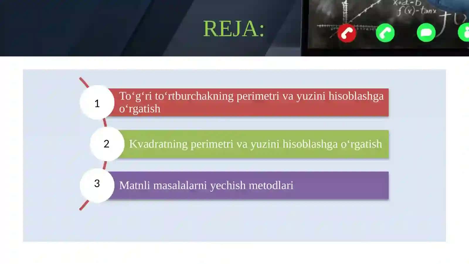 To‘g‘ri to‘rtburchak va kvadratning perimetri. Yuzaga doir masalalar yechishga o‘rgatish 2