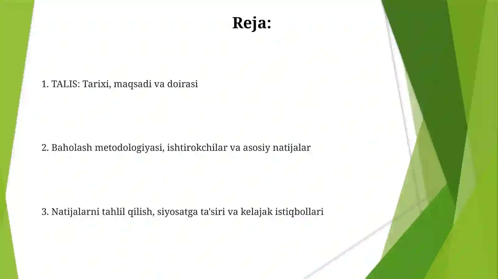 TALIS xalqaro baholash dasturi mazmuni va mohiyati 2