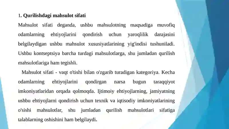 Qurilish mahsulotlarining sifati 2