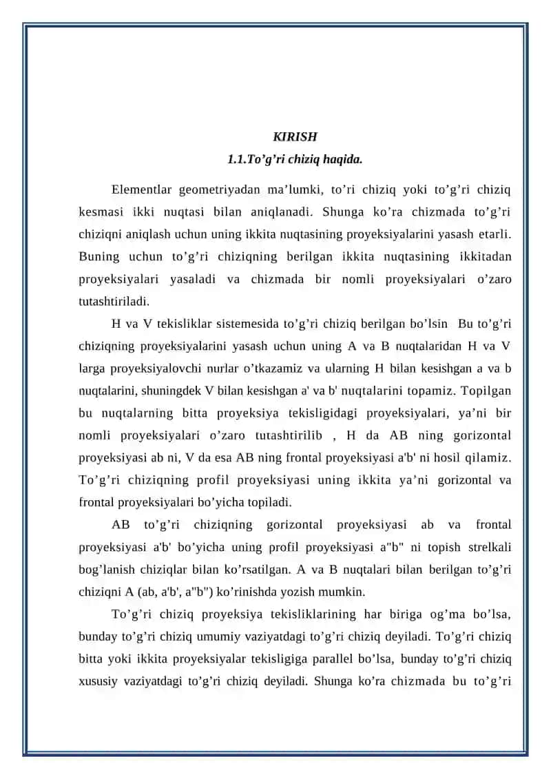 Tekislikda ikki to’g’ri chiziqning o’zaro joylashuvi 2