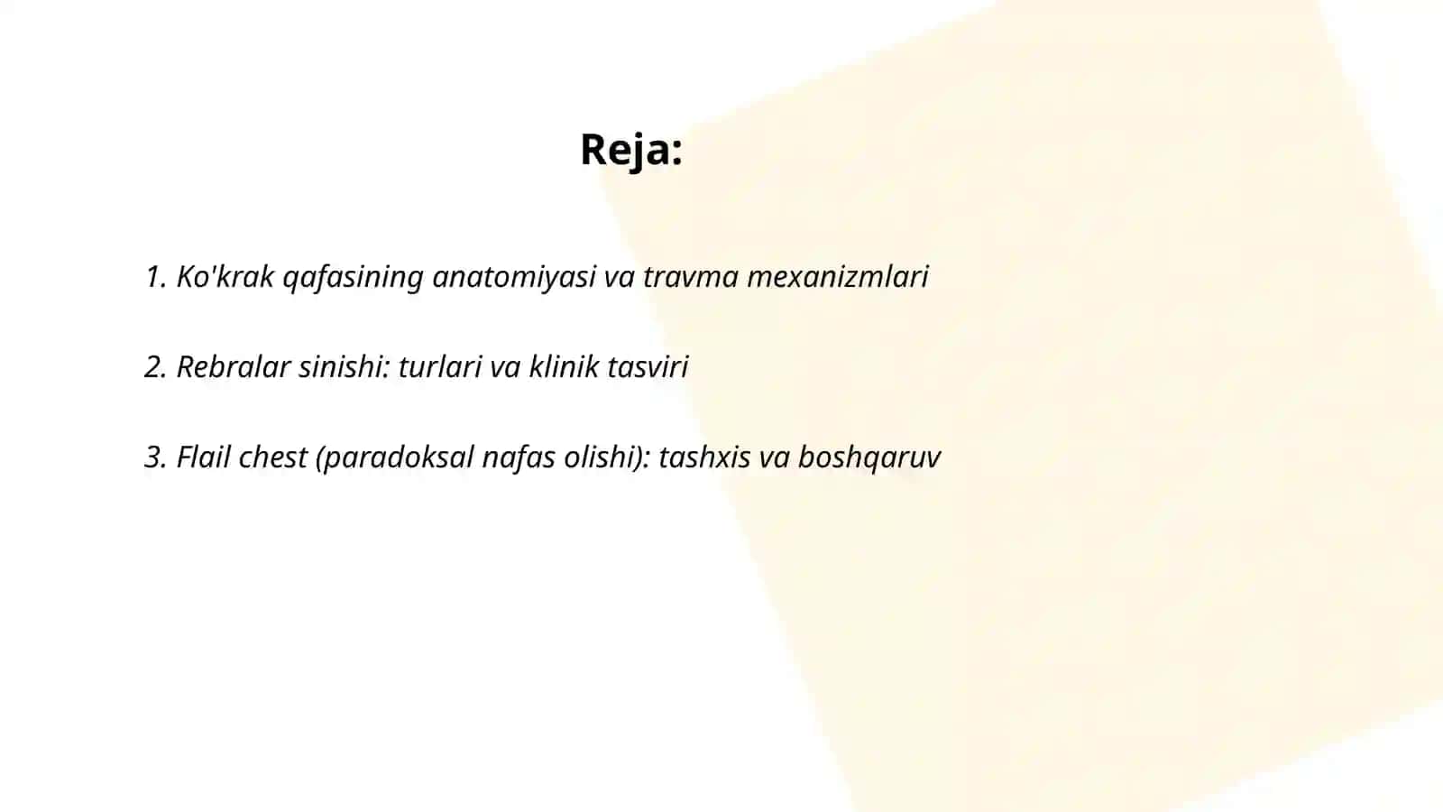Ko’krak qafasining travmalari 2
