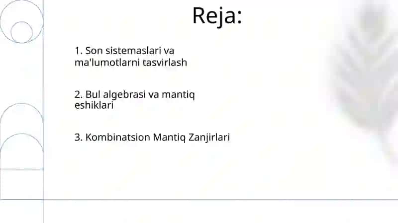 Kompyuterlarni tashkil qilishning raqami-mantiqiy asoslari 2