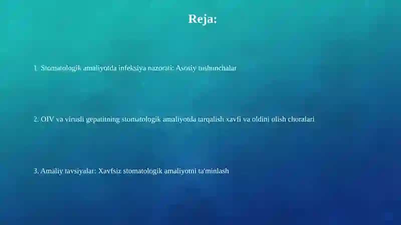 Stomatologik amaliyotda OIV-infeksiyasi va virusli gepatitlarning oldini olish 2
