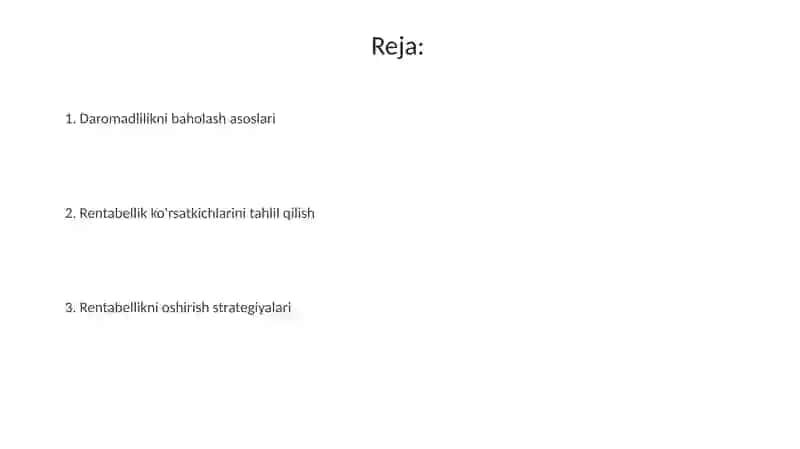 Tadbirkorlik faoliyatining rentabelligini aniqlash 2