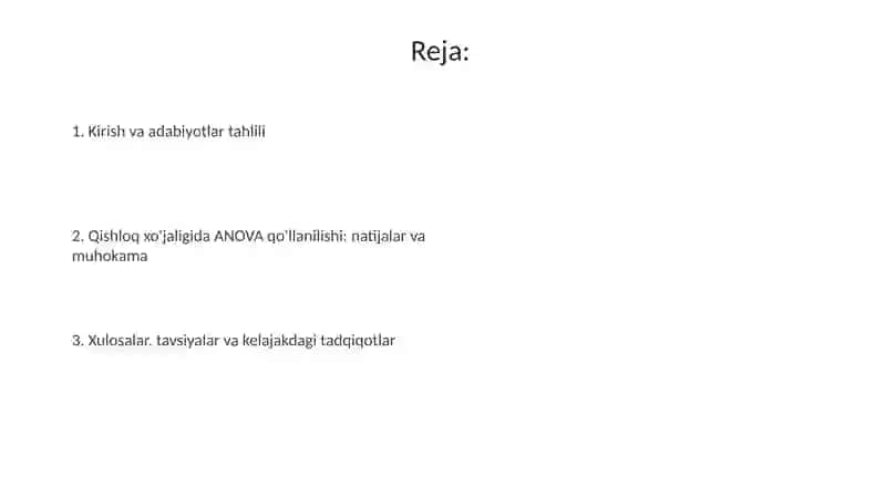 Qishloq xo'jalik sohasida uchraydigan masalalarni bir faktorli dispersion tahlil qilish 2