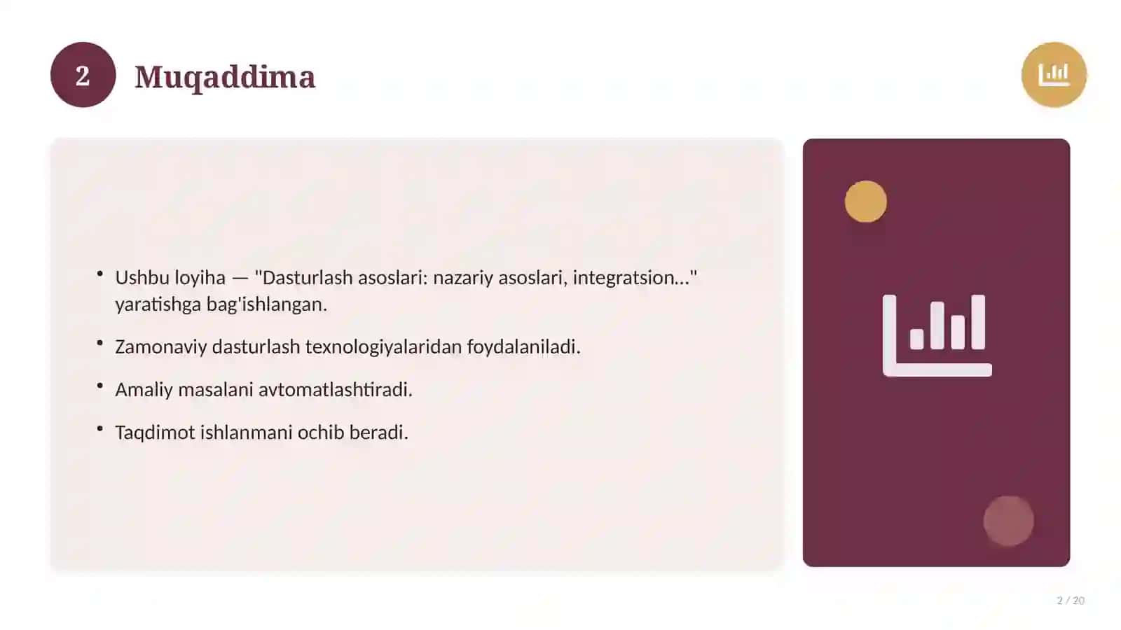 Dasturlash asoslari: nazariy asoslari, integratsion yondashuvda (Magistrlik dissertatsiyasi mavzusi) 2