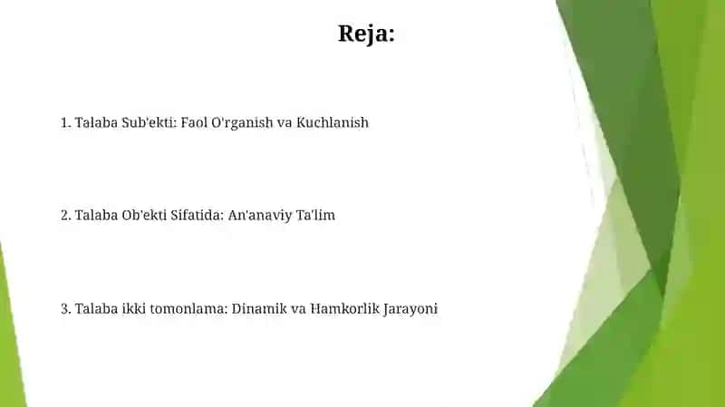 Talaba Sub'ekti: Faol O'rganish va Kuchlanish 2