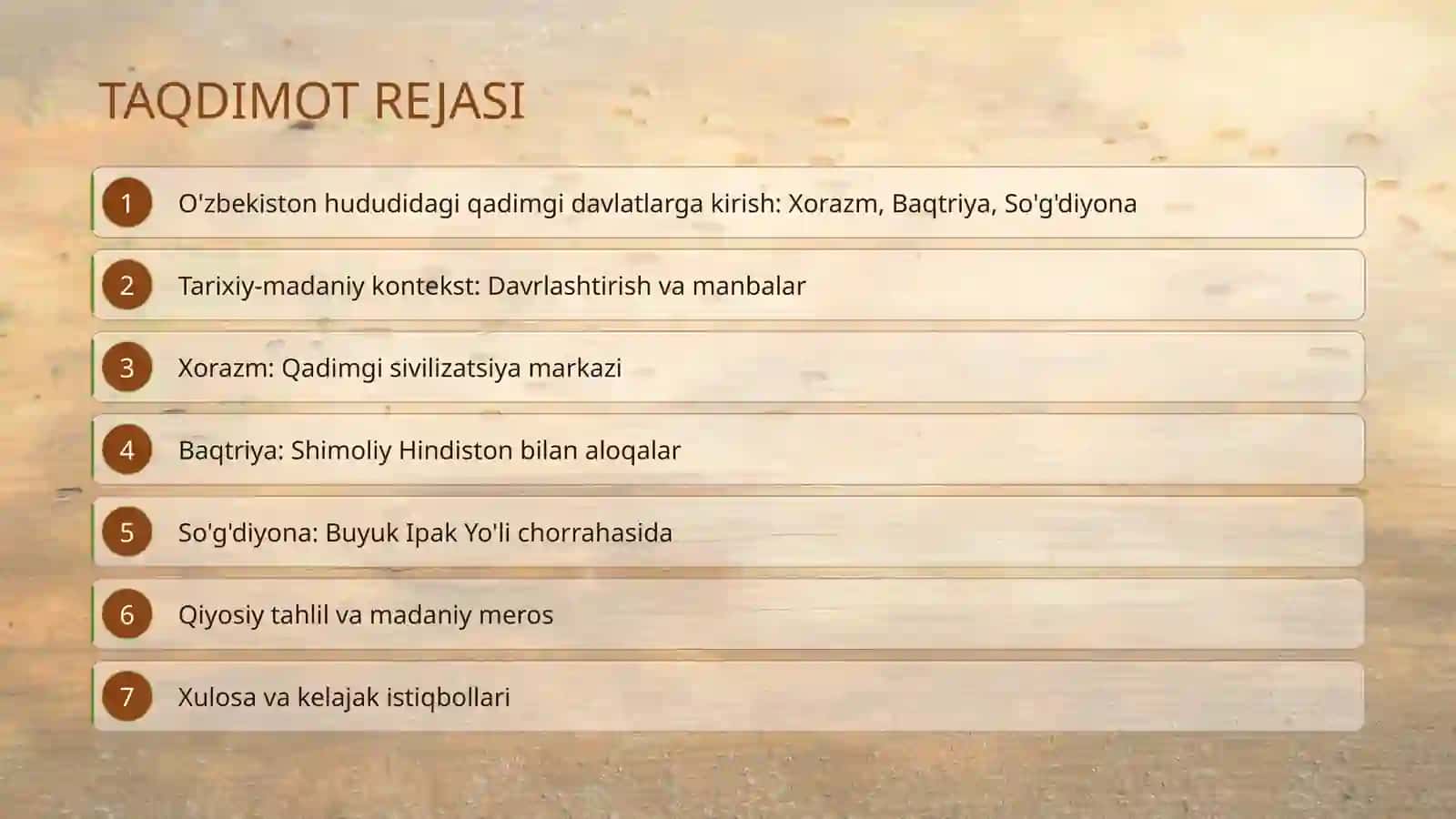 QADIMGI SIVILIZATSIYALAR OʻZBEKISTON HUDUDIDAGI ENG QADIMGI DAVLATLAR: XORAZM, BAQTRIYA VA SOʻGʻDIYONA 2