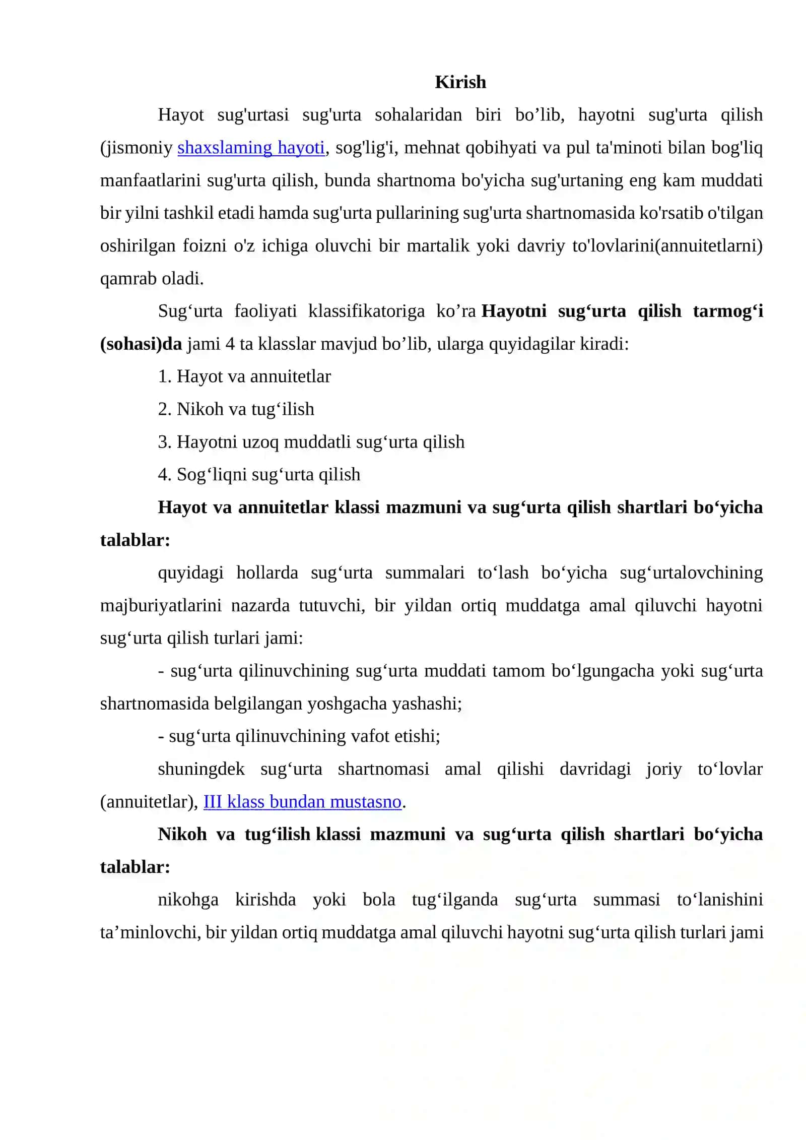 Hayot sug‘urtasi. Shaxsiy sug‘urta 2