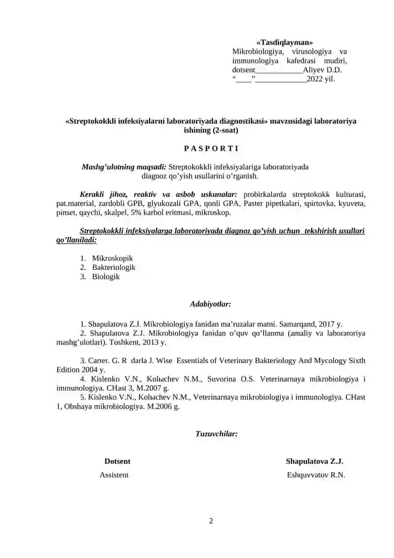 Streptokokkli infeksiyalarni laboratoriyada diagnostikasi 2