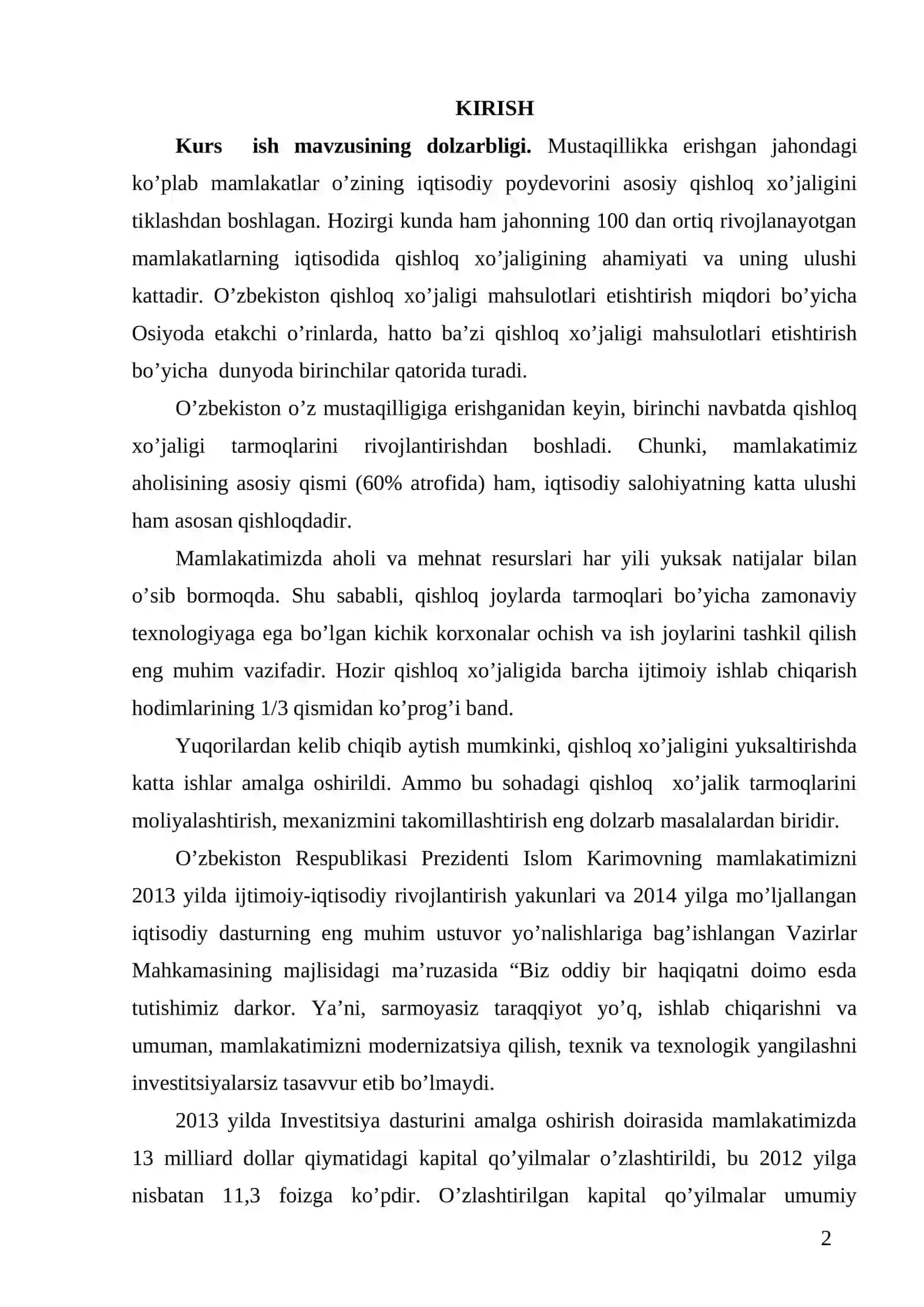 IQTISODIYOTNING QISHLOQ XO‘JALIGI TARMOG‘IGA INVESTITSIYALARNI JALB QILISH VA ULARNI BOSHQARISH MUAMMOLARI 2