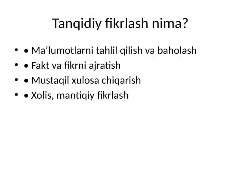 Tanqidiy Fikrlash 2