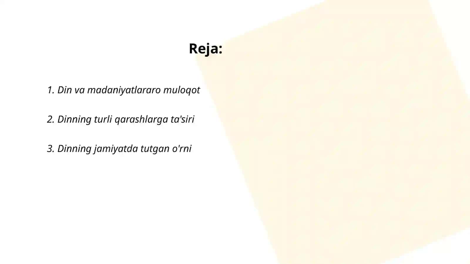 Din va madaniyatlararo muloqot 2