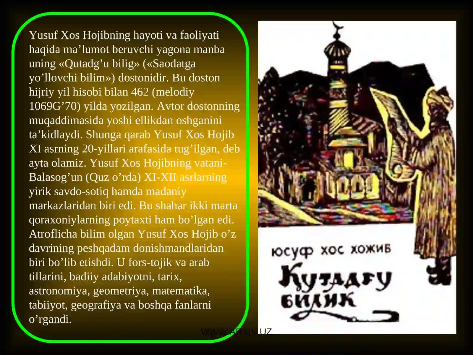 Yusuf Xos Hojib “Qutadg’u bilig” asari 2