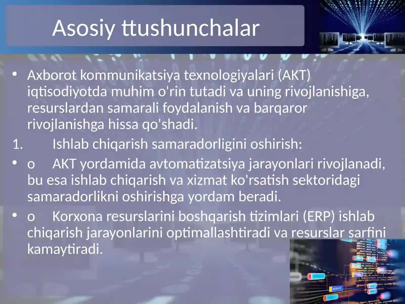 Kirish. Axborot kommunikatsiya texnologiyalarining iqtisodiyotdagi o‘rni va vazifalari 2
