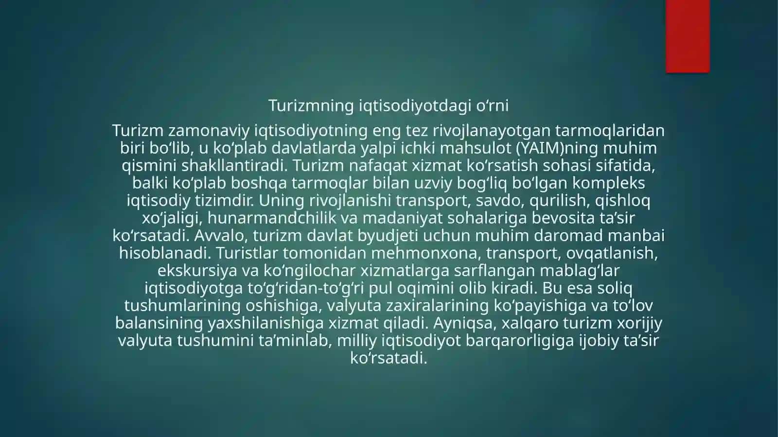 Turizm nirejlashtirishning iqtisodiy jihatlari 2