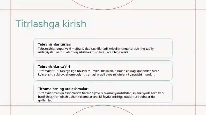 Tebranishlar haqida tushuncha.garmonik tebranishlar 2
