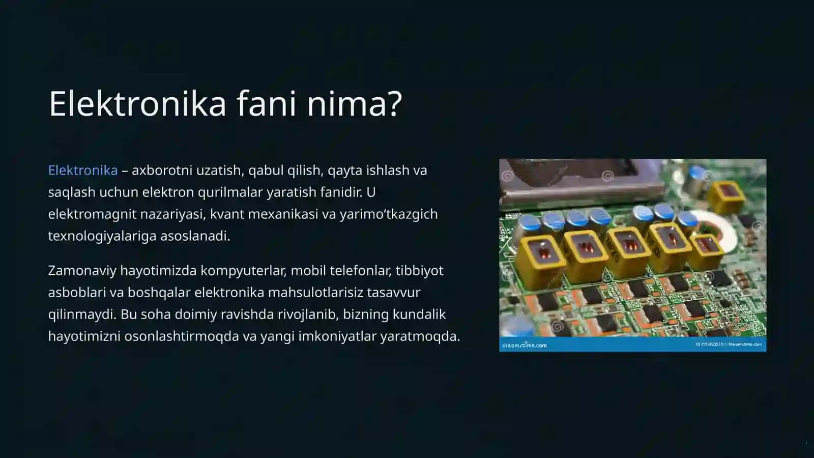 Elektronika va sxemalar fani: Maqsadi va vazifalari 2