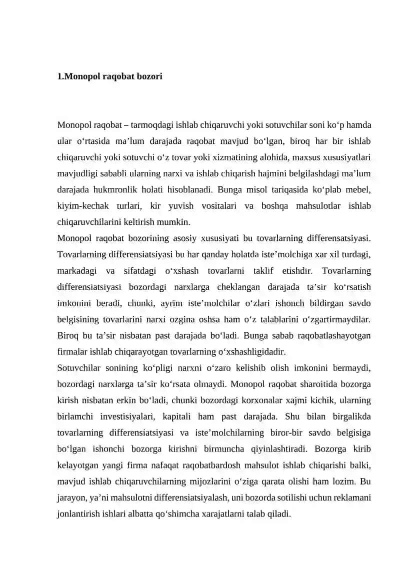 Raqobatlashgan bozorda, qisqa muddatli oraliqda firma foydasini maksimallashtiris 2