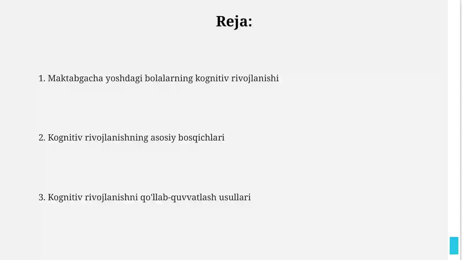 Kognitiv rivojlanishni qo'llab-quvvatlash usullari 2