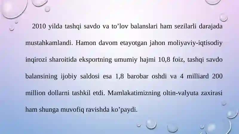 O'zbekistonda eksport faoliyati tahlili 2