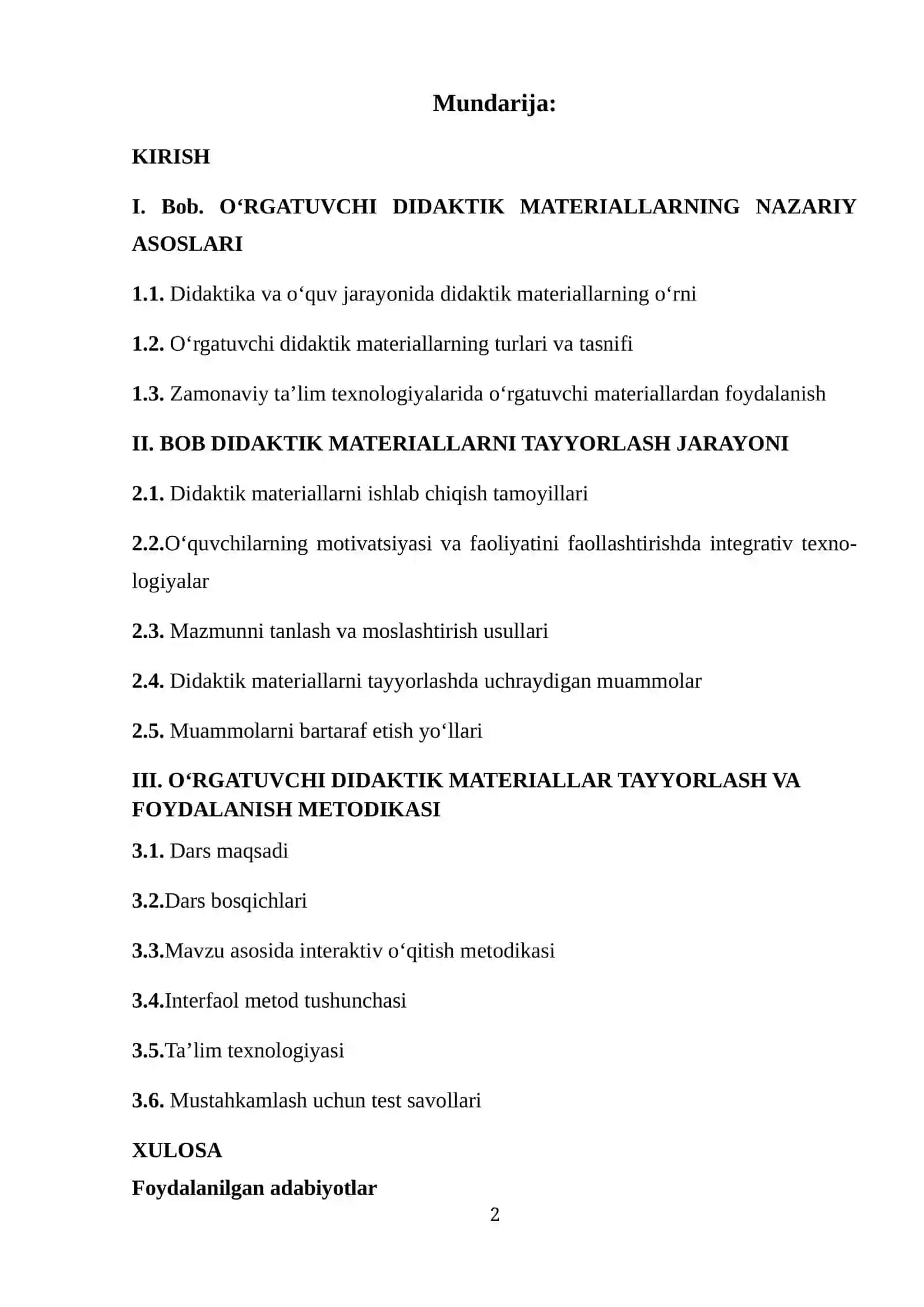 O‘RGATUVCHI DIDAKTIK MATERIALLAR TAYYORLASH VA FOYDALANISH METODIKASI 2