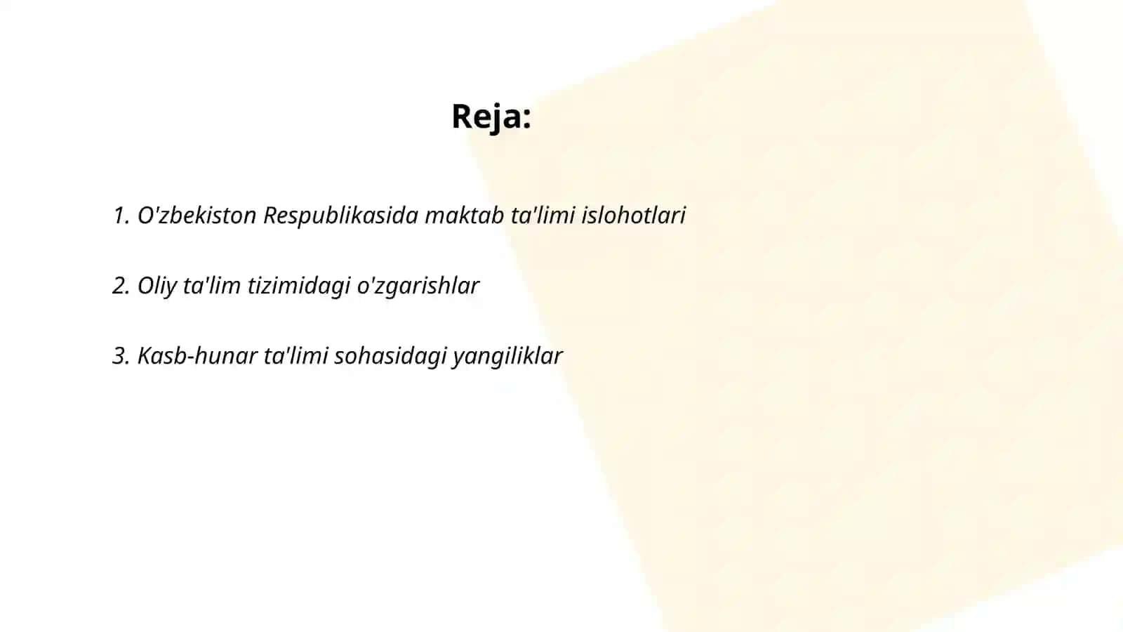 O'zbekiston Respublikasida maktab ta'limi islohotlari 2