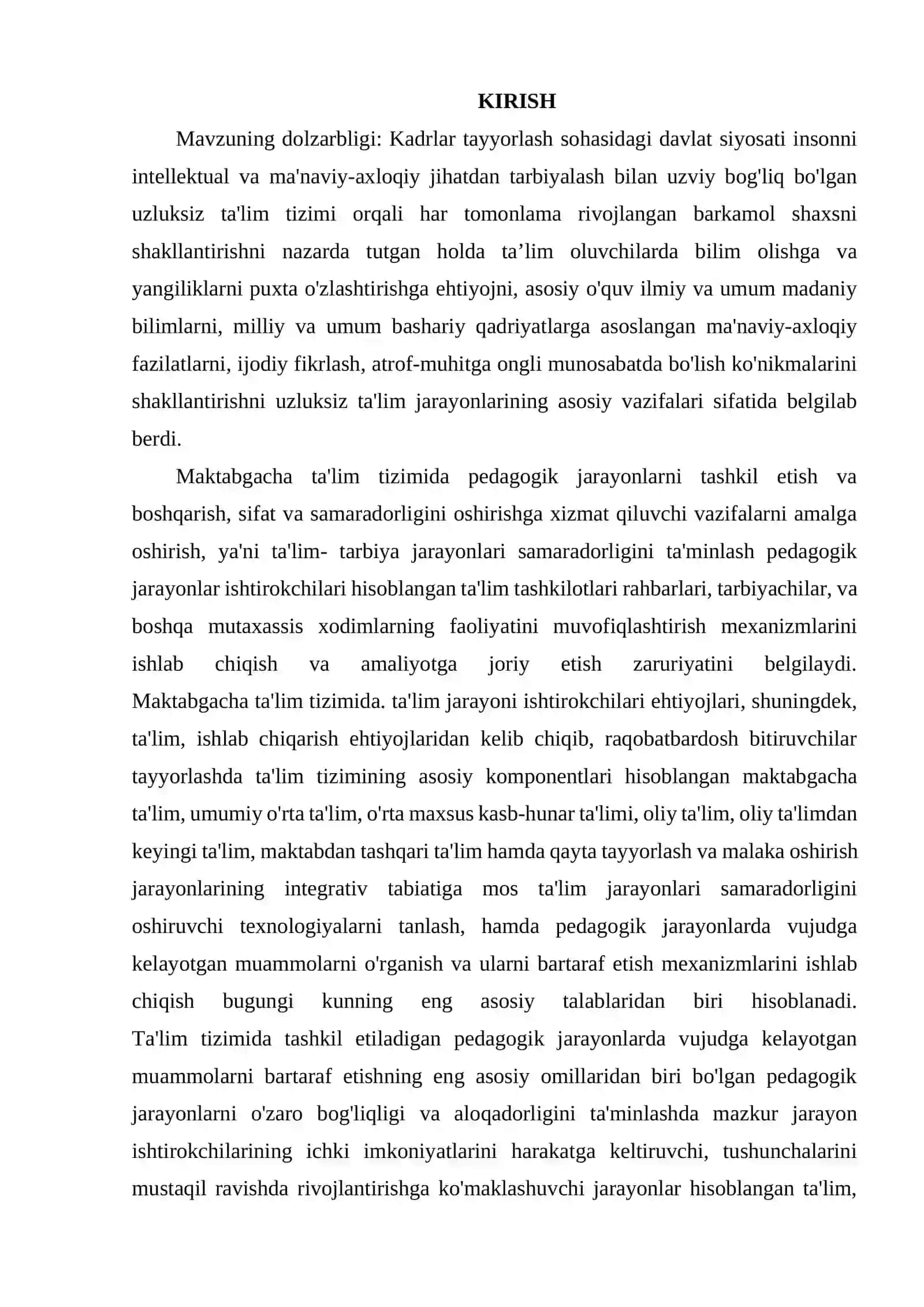MAKTABGACHA TA'LIM TIZIMIDA PEDAGOGIK JARAYONLARNI TASHKIL ETISH VA BOSHQARISH 2
