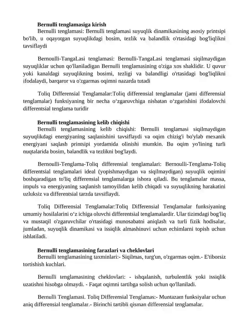 Bernulli Tenglamasi 2