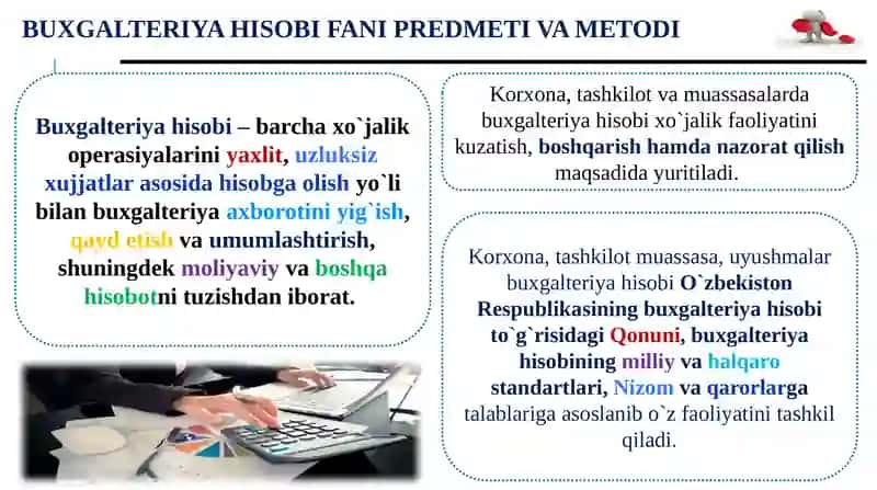 Buxgalteriya Hisobi fanining predmeti va usullari 2