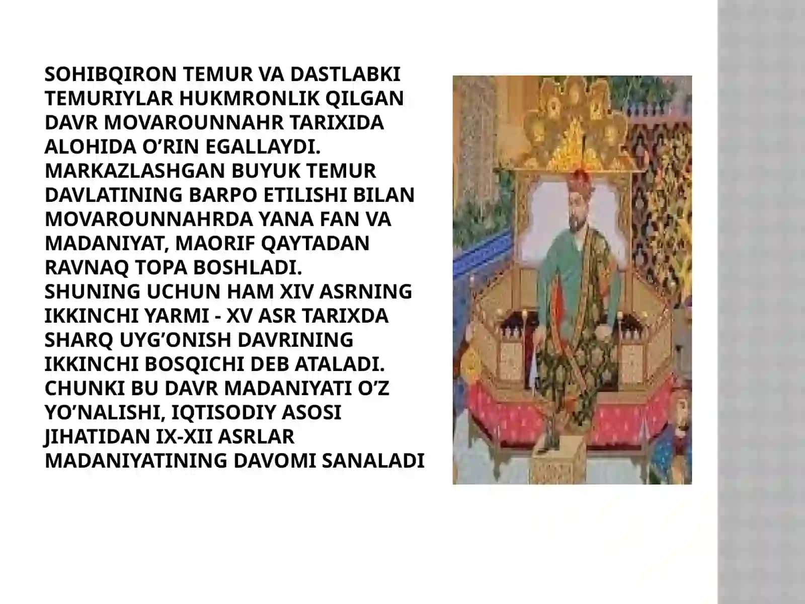 temuriylar davrida ta’lim-tarbiya va pedagogik g’oyalar taraqqiyoti. 2