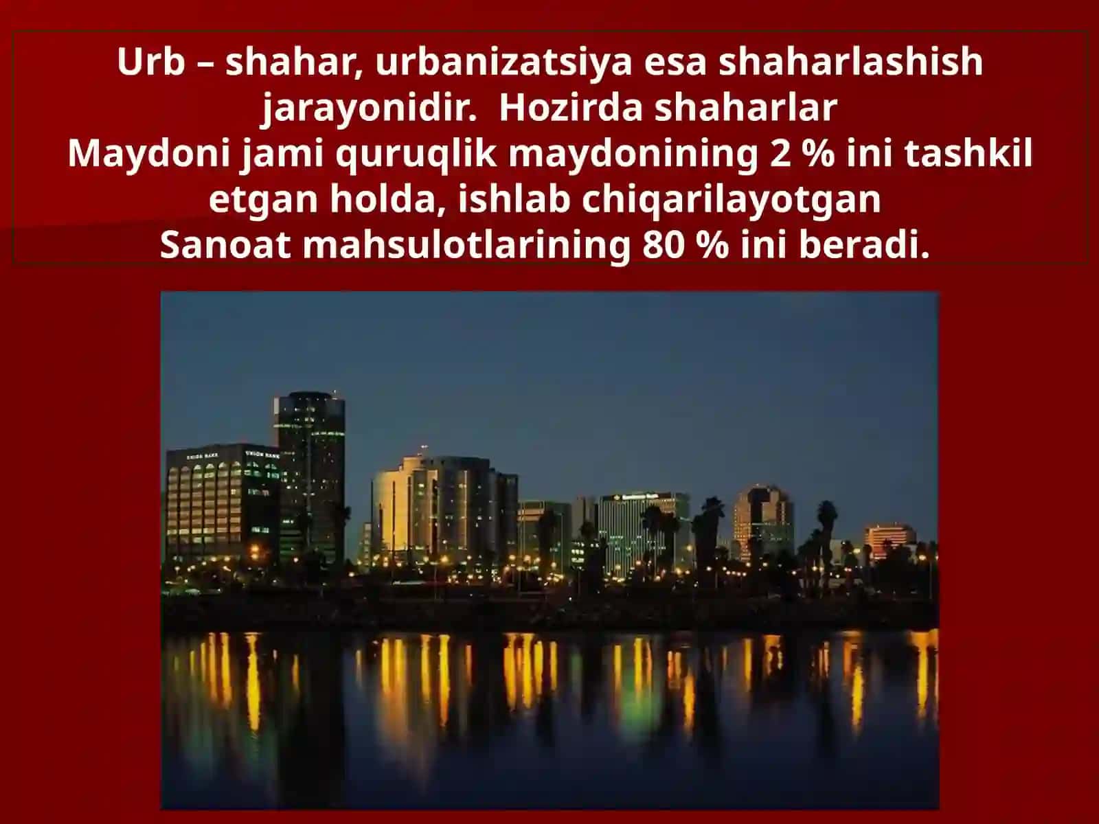 Urbanizatsiya jarayoni 2