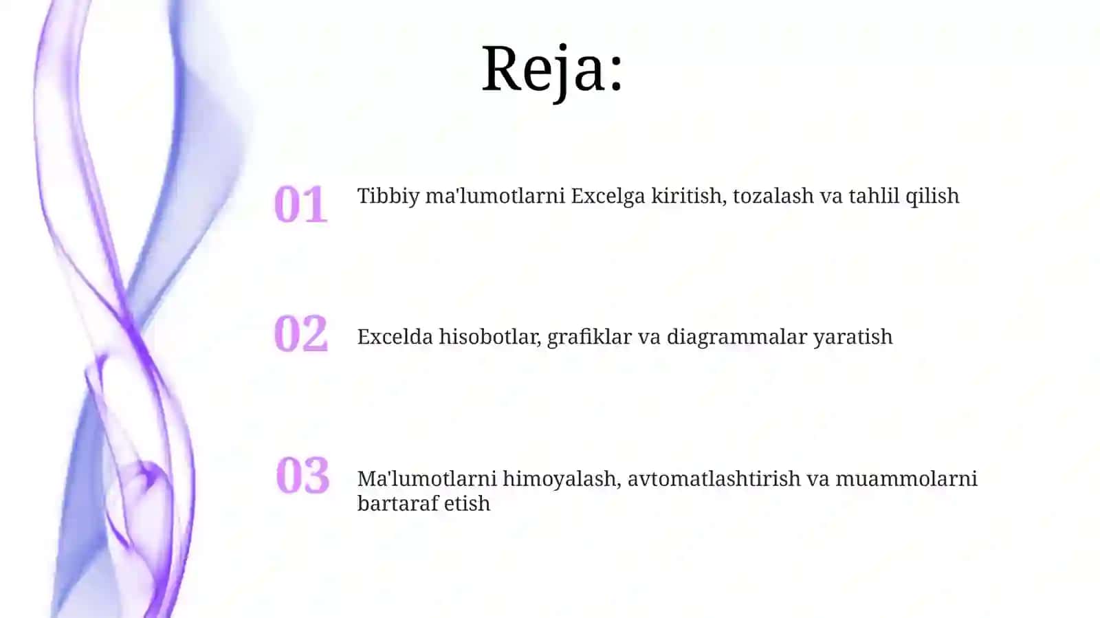 MS Excel dasturida tibbiy ma'lumotlar bilan ishlash. Hisobotlar tayyorlash 2