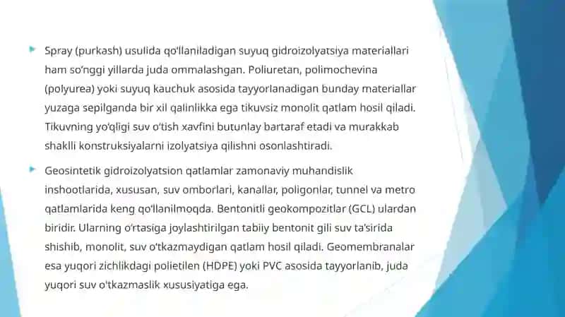 Gidroizalyatsion materiallarning yangi turlari 2