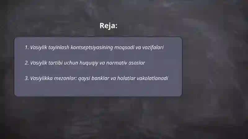 Vasiy tayinlash Kontseptsiyasi 2