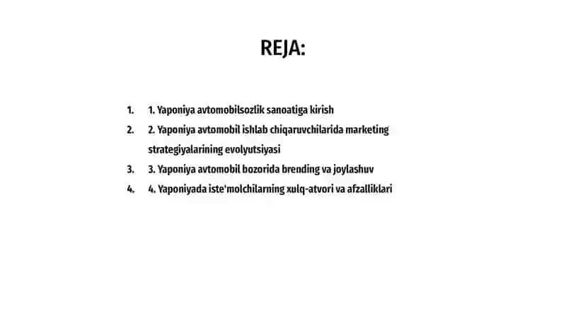 Yaponiya avtomobilsozligida marketingning oʻrni 2