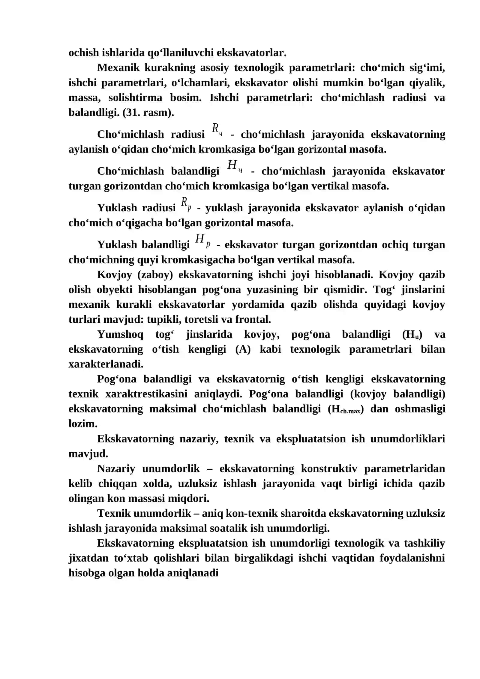 Karyer ekskavatorlarining ish unumdorligini hisoblash 2