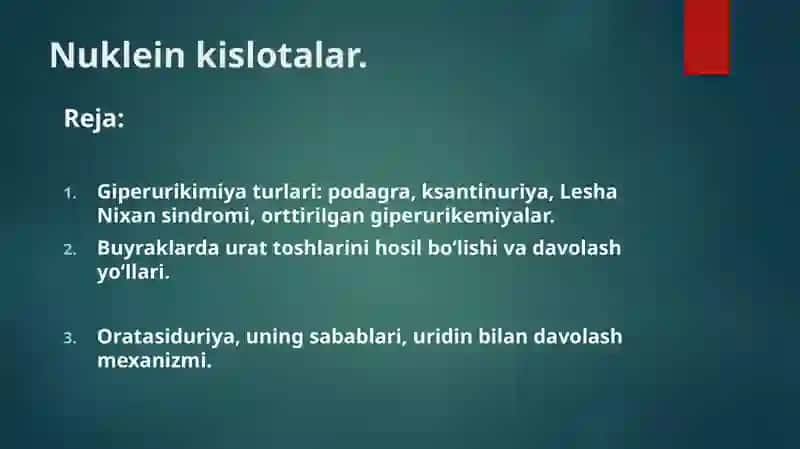Abdulhamidning biokimyo fanidan tayyorlangan mustaqil ishi 2