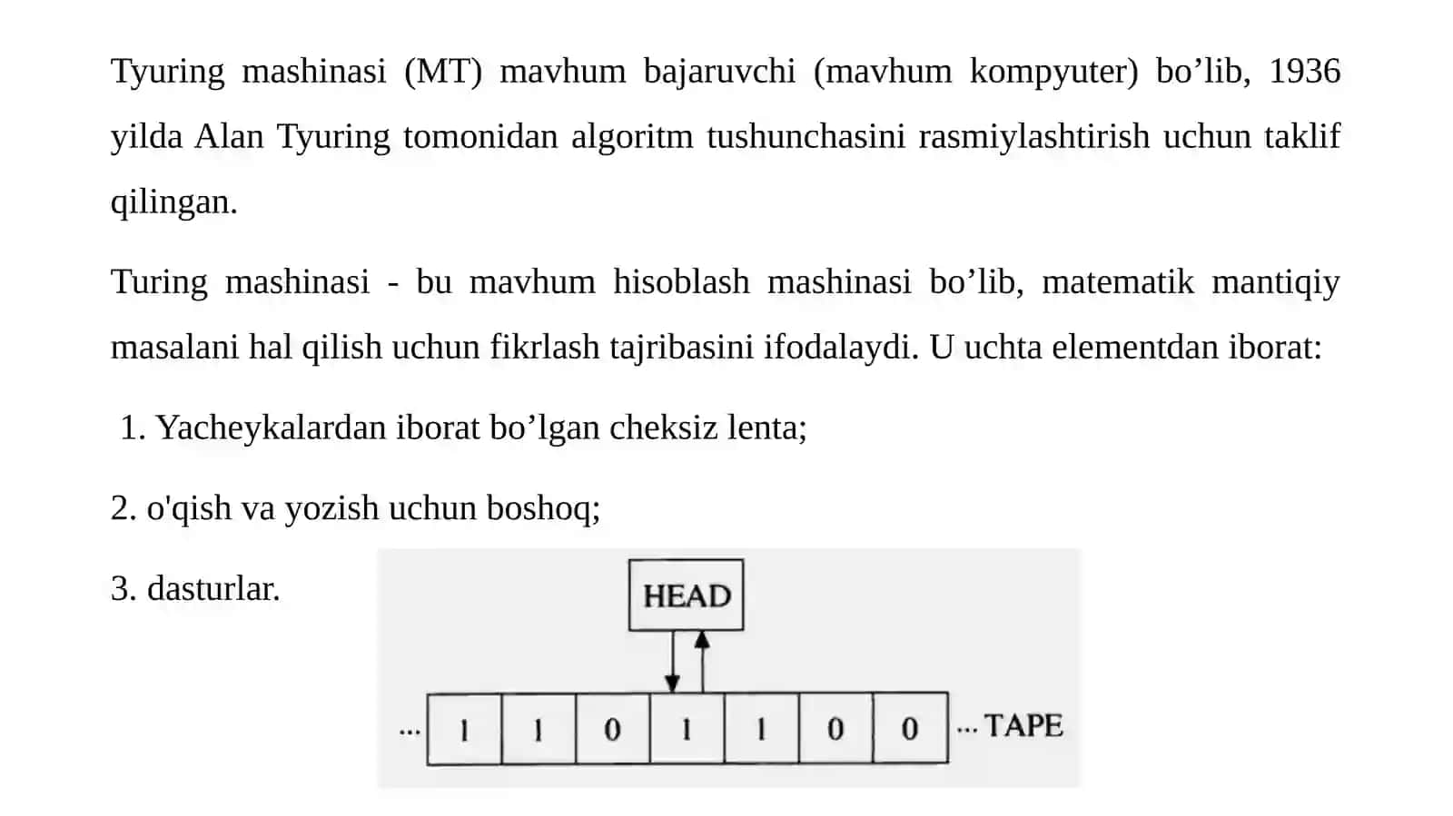 Tyuring mashinasi va tezisi 2