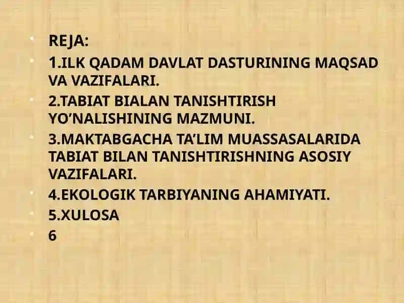 ILK QADAM DAVLAT O’QUV DASTURIDATABIAT BILAN TANISHTIISH 2