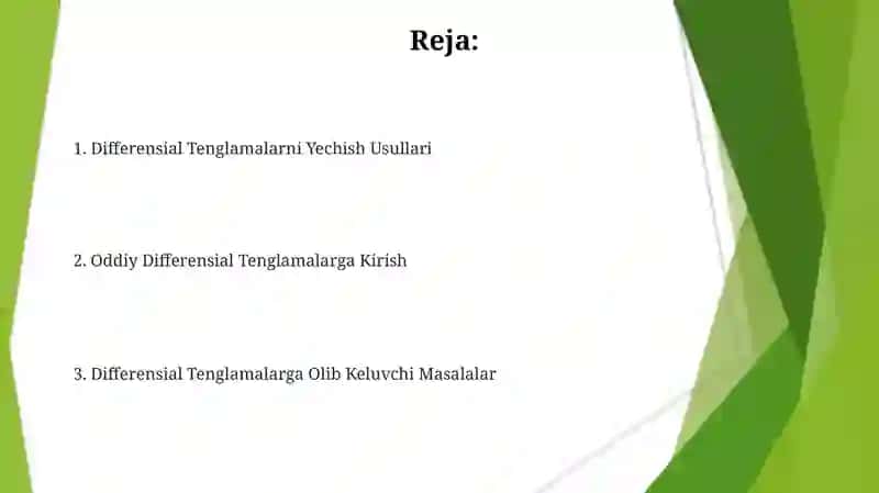 Oddiy differensial tenglamalar 2