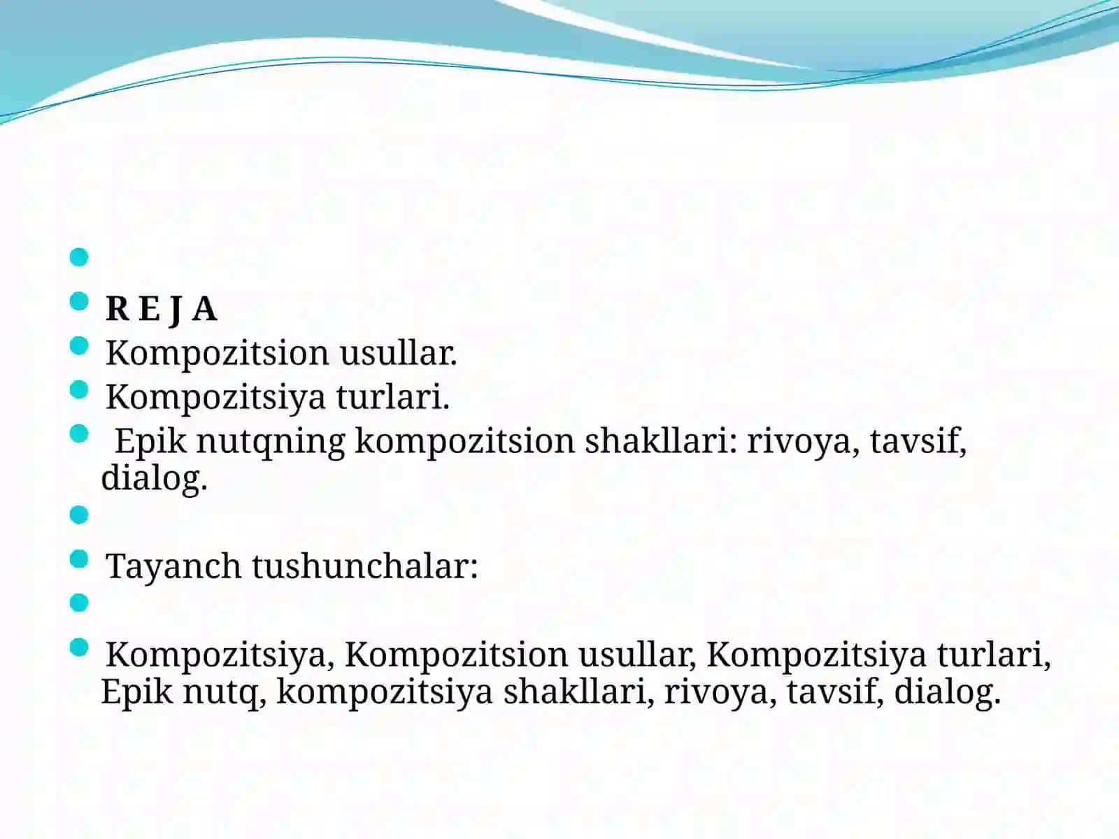 Badiiy asar kompozitsiyasi. Epik asar kompozitsiyasi 2
