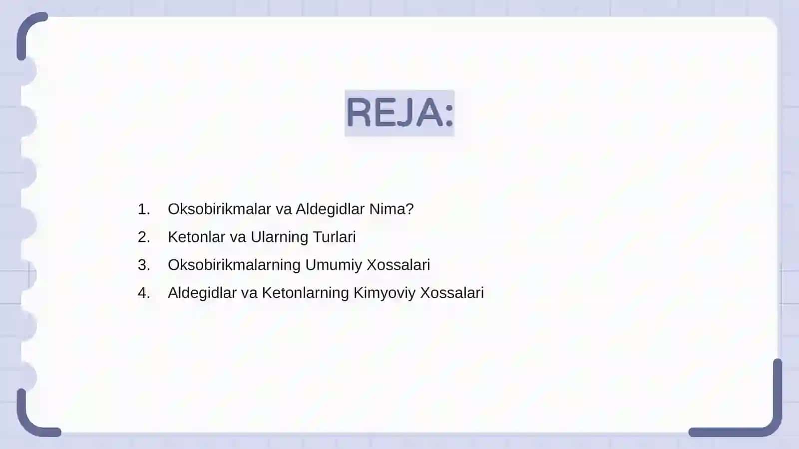 Oksobirikmalar va Aldegidlar 2
