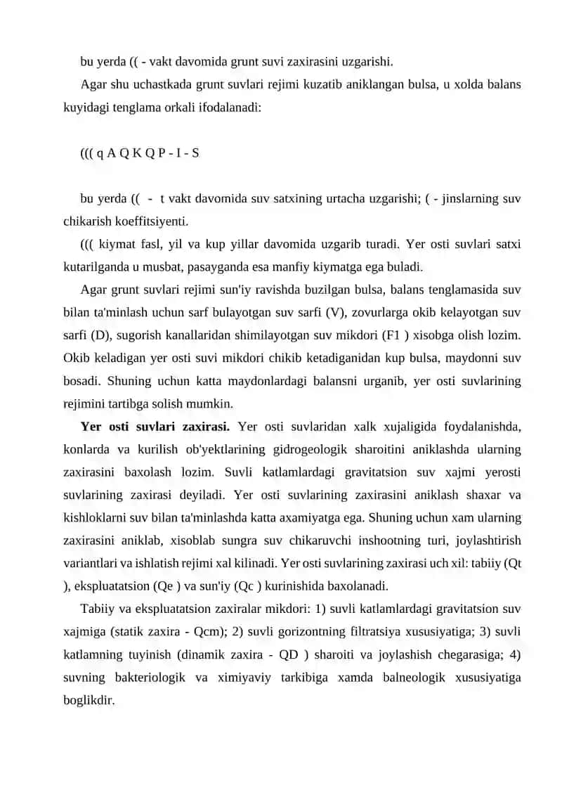 YER OSTI SUVLARINING BALANSI VA ZAXIRASI 2