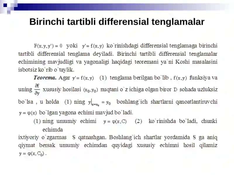 Birinchitartibli differensial tenglamalar 2