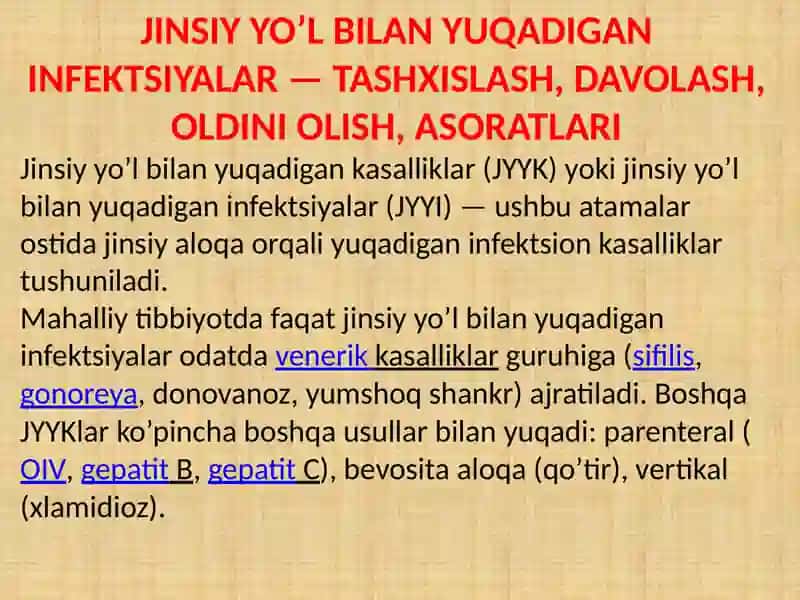 JINSIY YO’L BILAN YUQADIGAN KASALLIKLARDA HAMSHIRALIK PARVARISHI 2