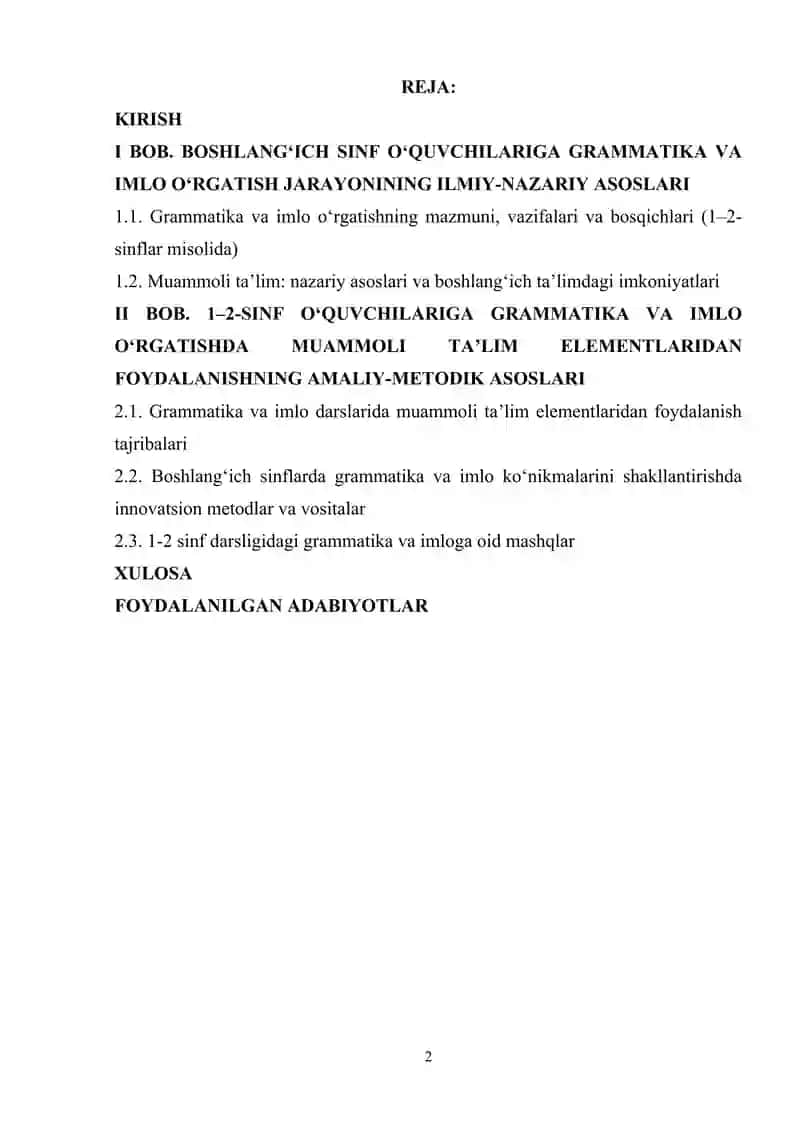 1-2 sinflarda Grammatika va imlo o'rgatish jarayonida muammoli talim elementlaridan foydalanish 2