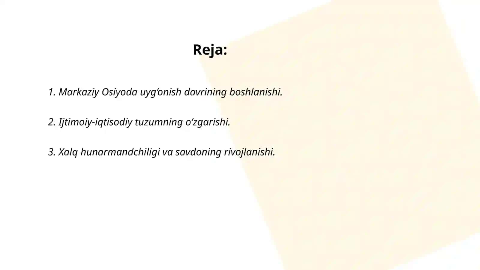 Markaziy Osiyoda uyg‘onish davrining boshlanishi 2