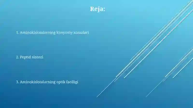 Aminokislotalarning kimyoviy xossalari. Pipted sintezi. Aminokislotalarning optik aktivligi 2