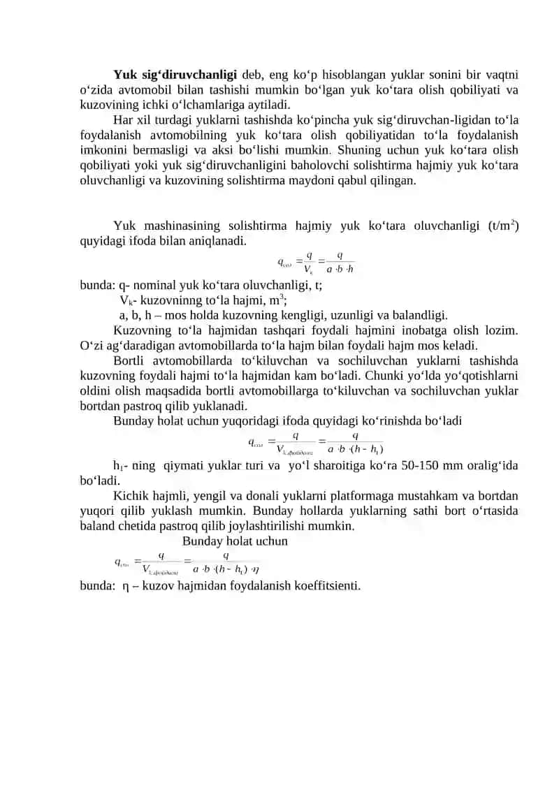 4-MA’RUZA: TRANSPORT VOSITALARINING FOYDALANISH (EKSPLUATATSION) XOSSALARI 2
